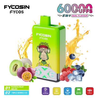 FYCOS Dual Flavour 60K Puffs, Disposable Vape ( MOQ : 10pcs / Pack )