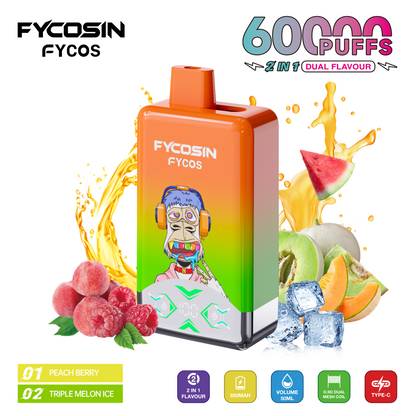 FYCOS Dual Flavour 60K Puffs, Disposable Vape ( MOQ : 10pcs / Pack )