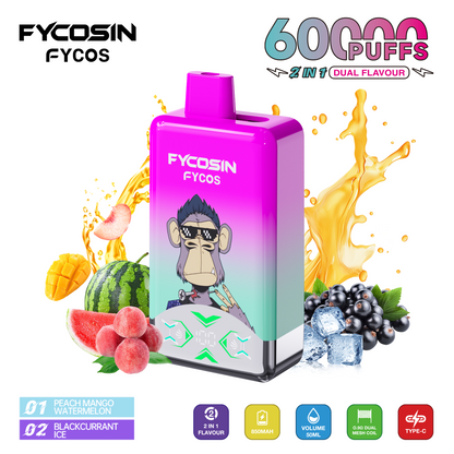 FYCOS Dual Flavour 60K Puffs, Disposable Vape ( MOQ : 10pcs / Pack )