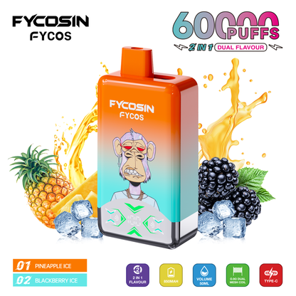 FYCOS Dual Flavour 60K Puffs, Disposable Vape ( MOQ : 10pcs / Pack )