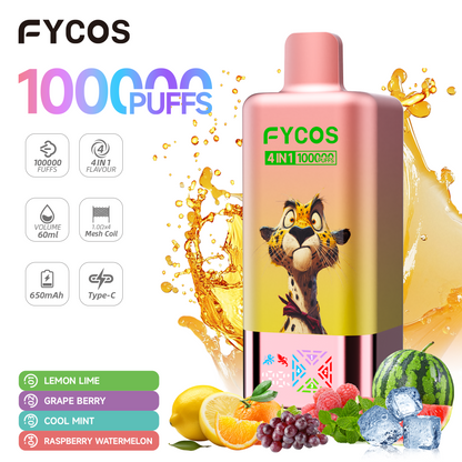FYCOS 4in1 100K Puffs, Disposable Vape ( MOQ : 10pcs / Pack )