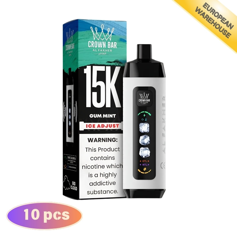 AL Fakher Crown Bar Ice Adjust 15000 15K Puffs,  Disposable Vape (10 pcs)