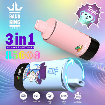 Bang King Triple 85K Puffs, 3in1 Flavors Disposable Vape