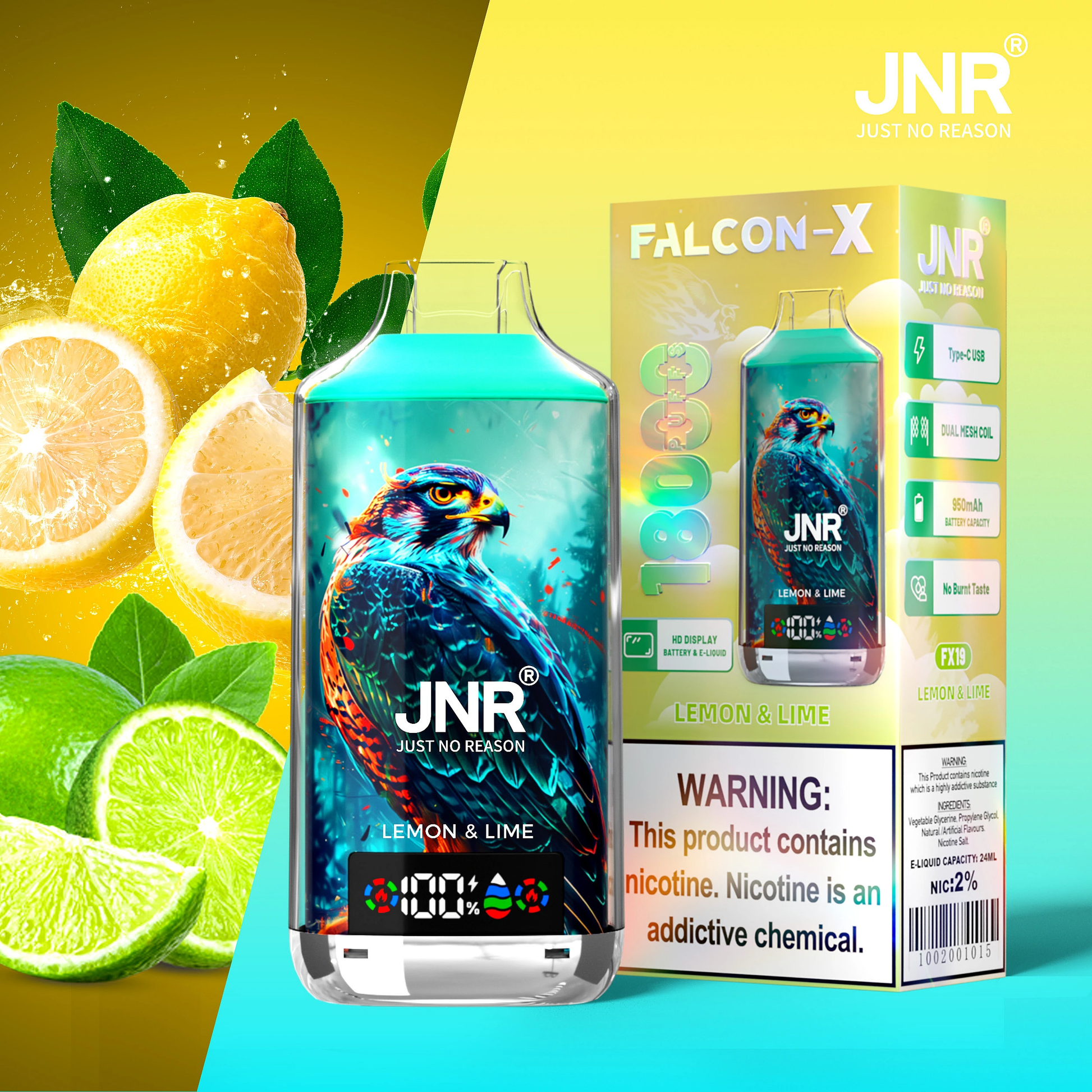 JNR Falcon X 18K Puffs, LED Display Disposable Vape Euro vape store JNR Falcon X 18K Puffs, LED Display Disposable Vape Euro vape store