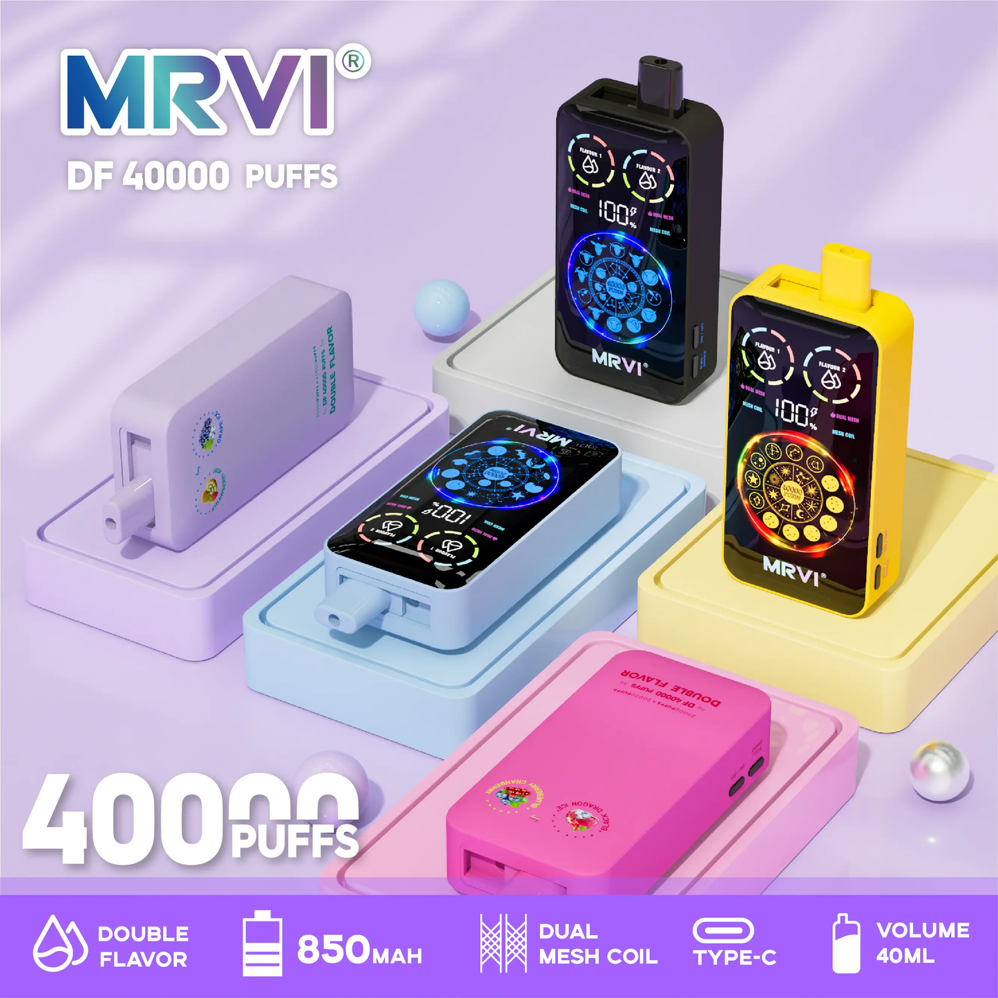 MRVI DF 40000 40K Puffs , Double Flavour Disposable Vape (MOQ:100 pcs)