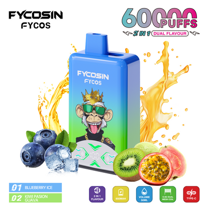 FYCOS Dual Flavour 60K Puffs, Disposable Vape ( MOQ : 10pcs / Pack )