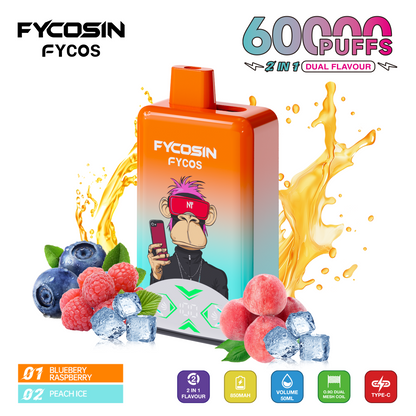 FYCOS Dual Flavour 60K Puffs, Disposable Vape ( MOQ : 10pcs / Pack )