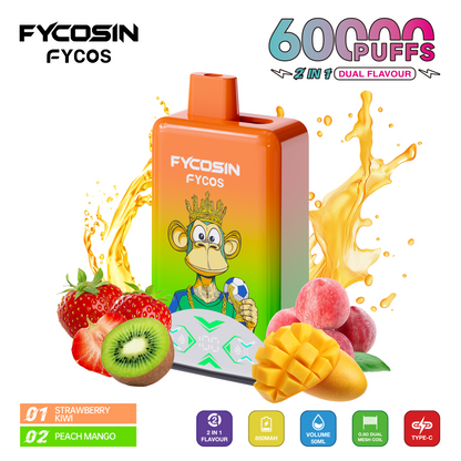 FYCOS Dual Flavour 60K Puffs, Disposable Vape ( MOQ : 10pcs / Pack )