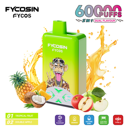FYCOS Dual Flavour 60K Puffs, Disposable Vape ( MOQ : 10pcs / Pack )