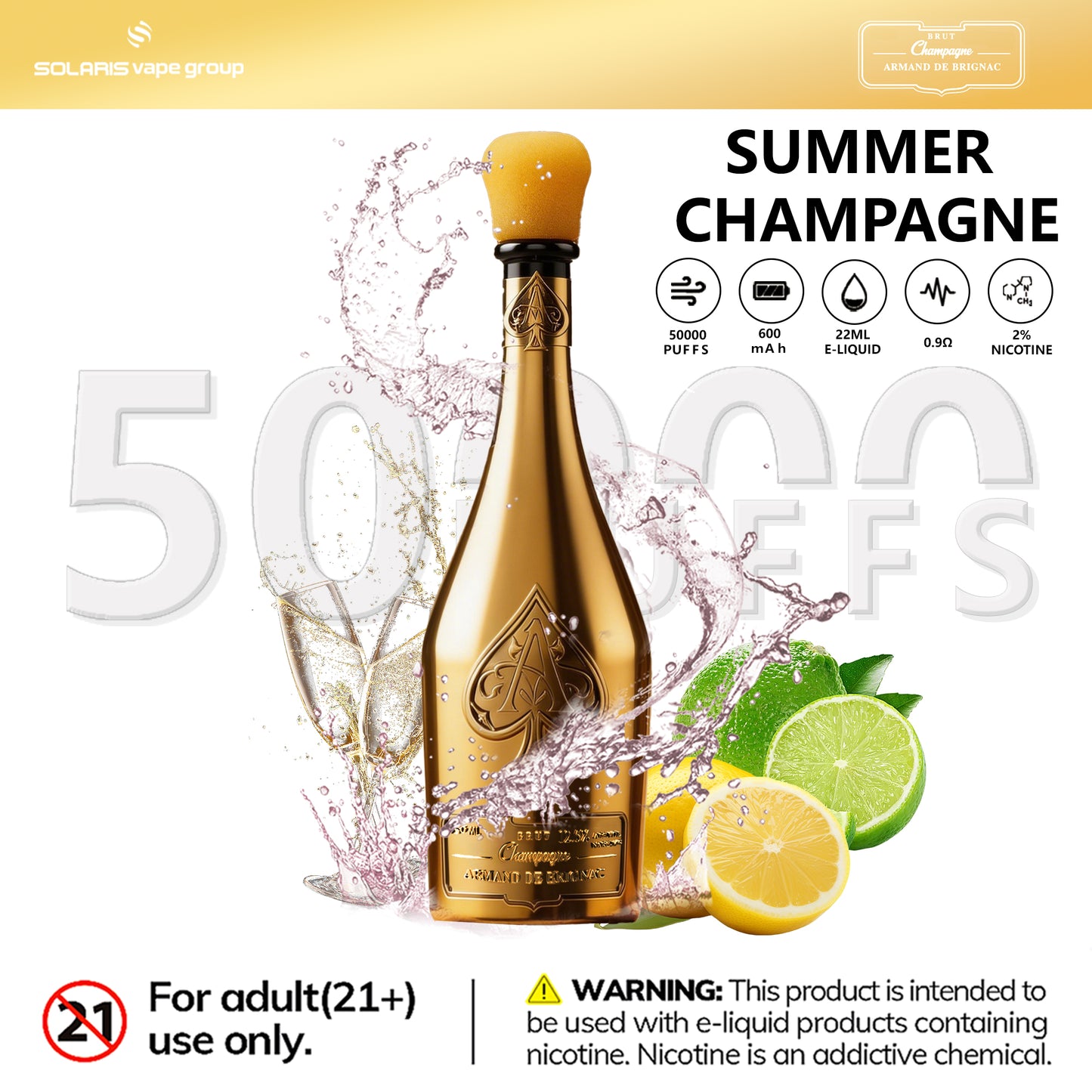 ARMAND DE BRIGNAC 50K PuffS,  goldEN WATERMELON