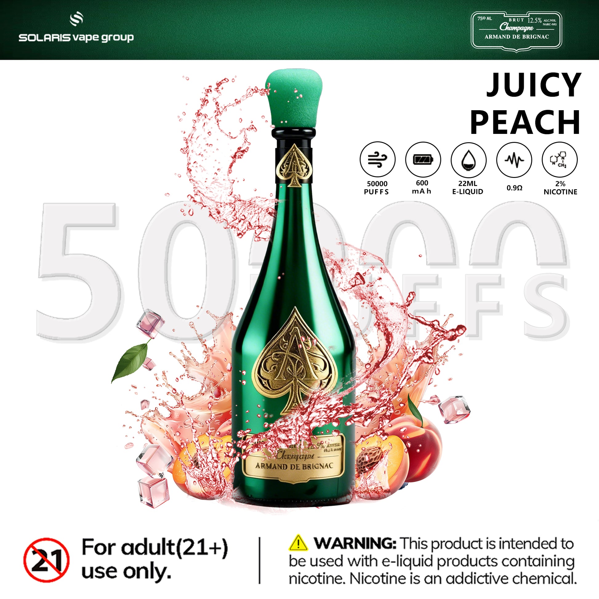 ARMAND DE BRIGNAC 50K PuffS,  goldEN WATERMELON ICE