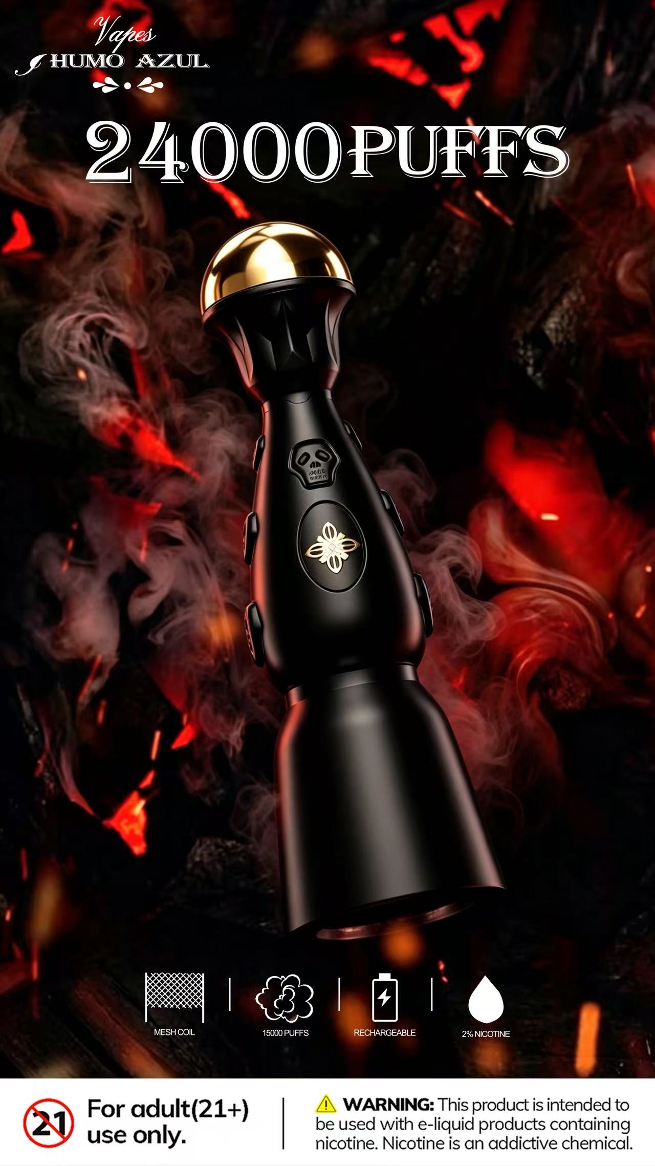 Humo Azul Dark Night version 24000 Puffs