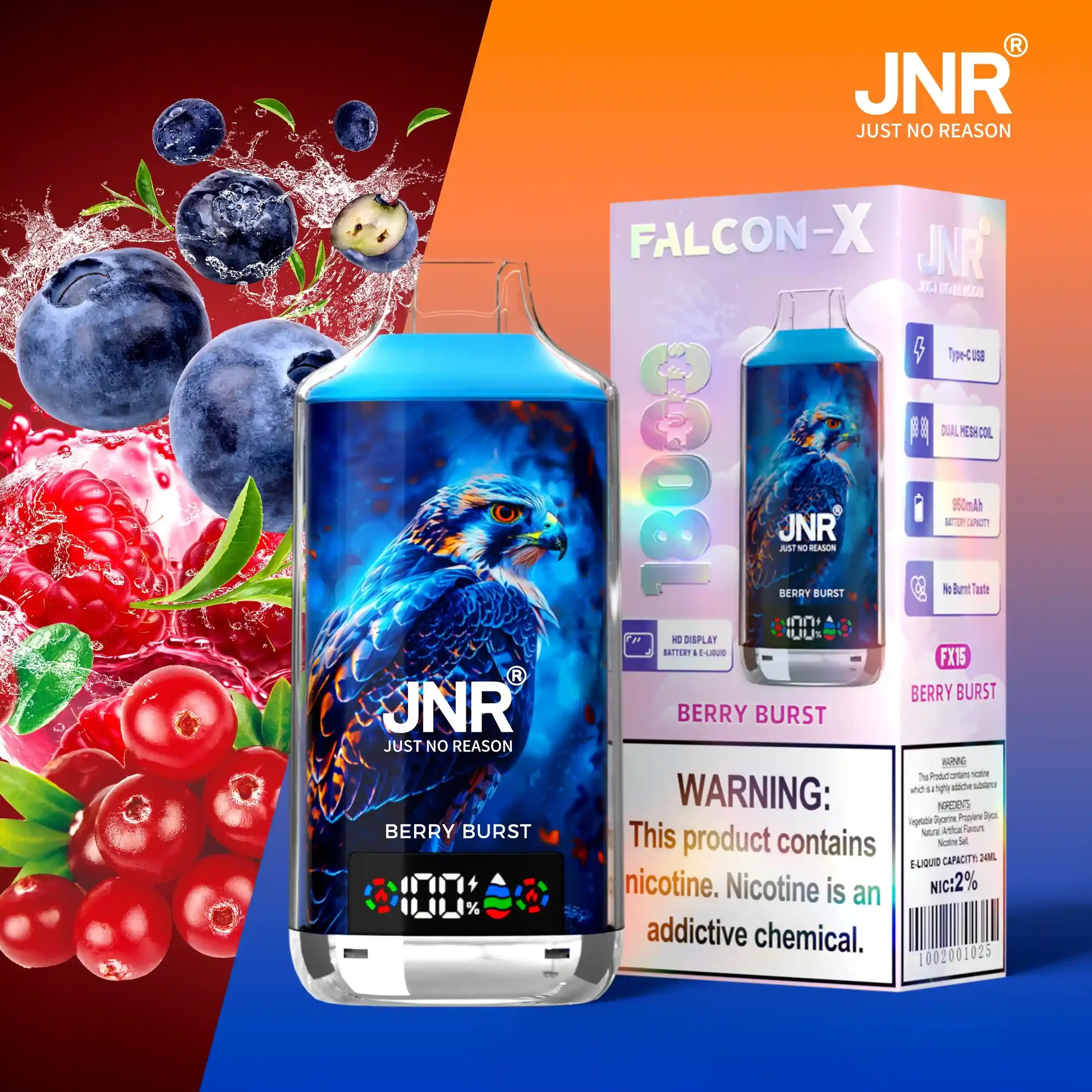 JNR Falcon X 18000 18K Puffs, LED Display, Disposable Vape 14