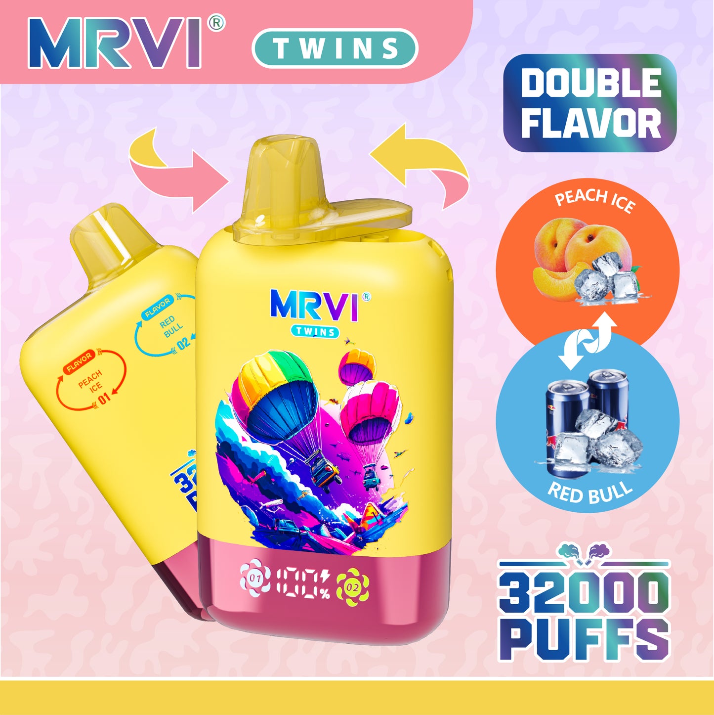 MRVI Twins 32000 Puffs, Double Flavour, Disposable Vape  (10 pcs)