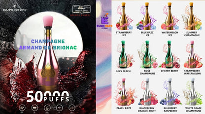 SOLARIS Champagne ARMAND DE BRIGNAC 50000 50K Puffs ACE of Spades, Disposable Vape  (10 pcs)