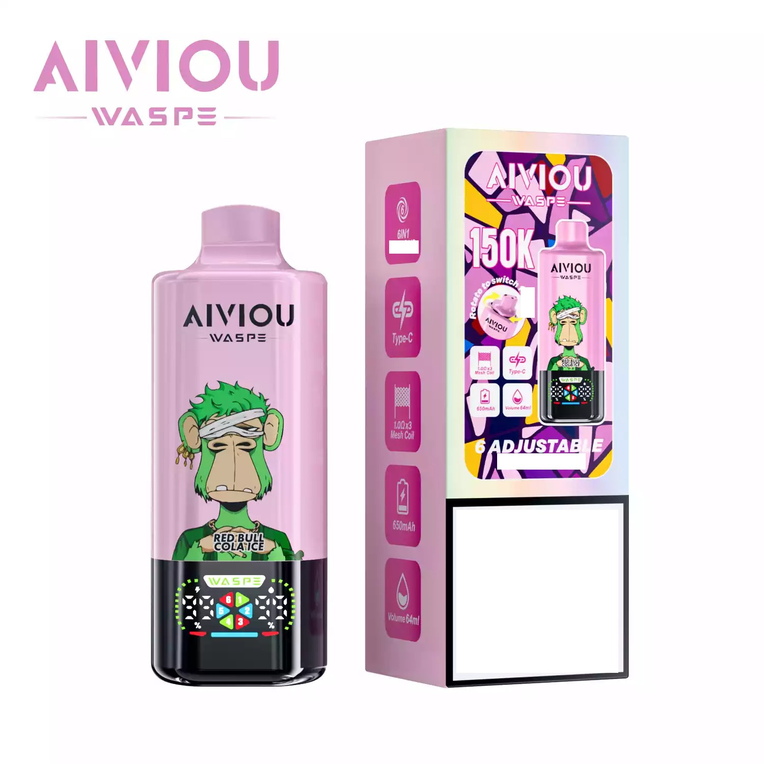 WASPE Aiviou 150000 Puffs, 150K, 6in1 , Disposable Vape 03
