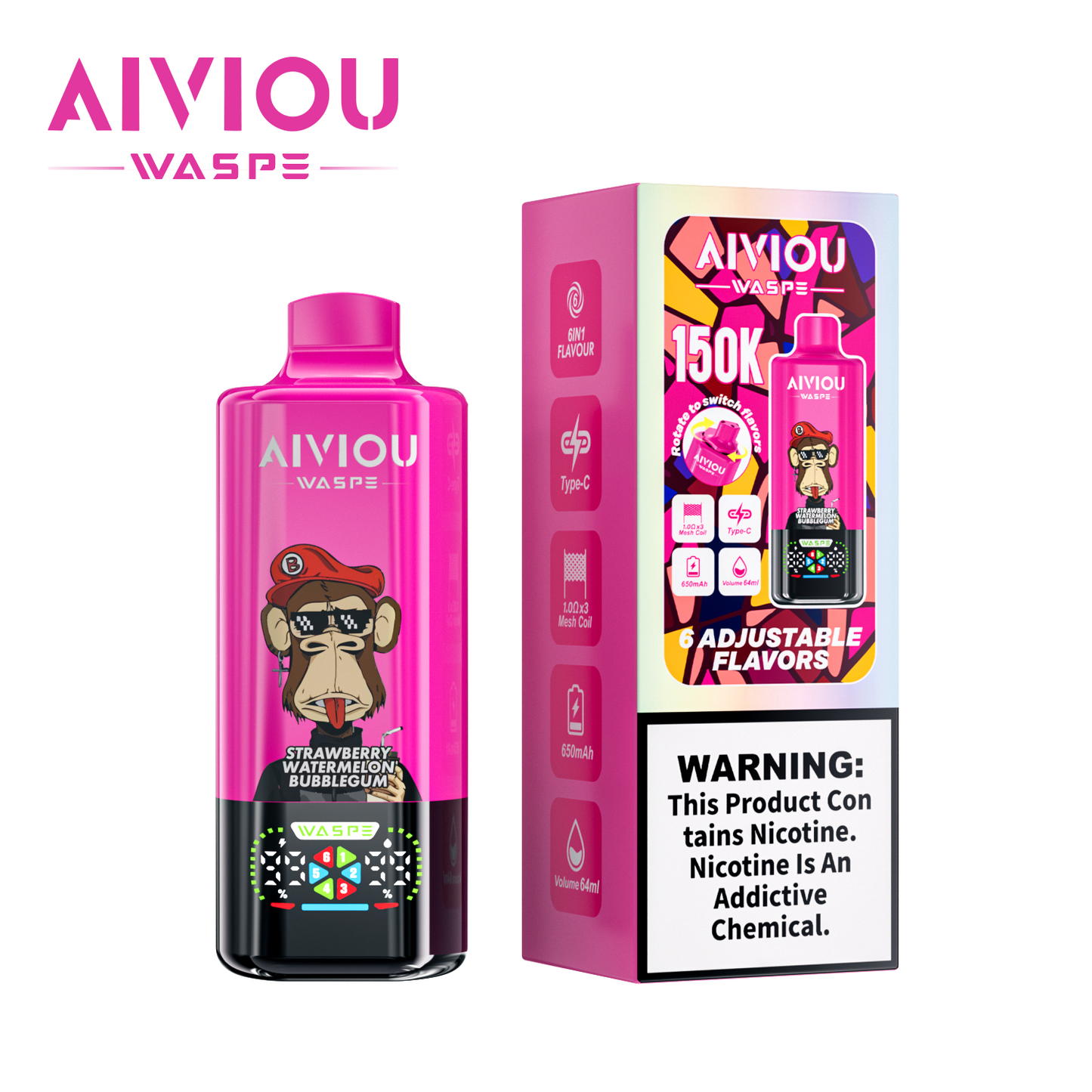 WASPE Aiviou 150000 Puffs, 150K, 6in1 , Disposable Vape 05