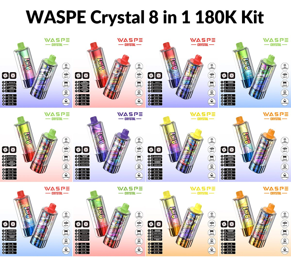 Waspe 180K  8in1  Puffs