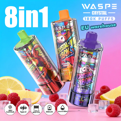Waspe Crystal 180K Puffs, 8in1, Disposable Vape
