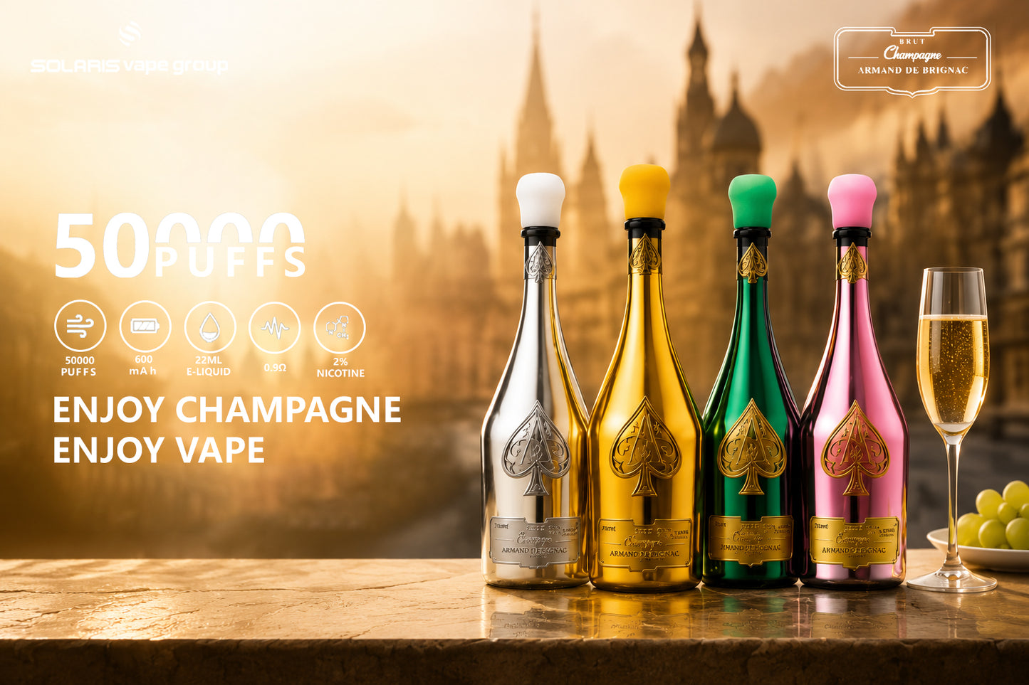 champagne vape 50K ARMAND DE BRIGNAC 50000 Puffs gold